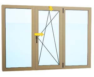 Трехстворчатое окно из дуба 1800×1450